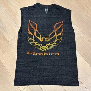 Unisex Chevy Firebird Charcoal Gray Graphic Muscle Shirt Small